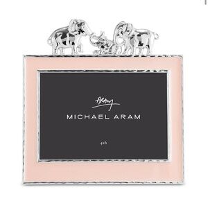 Michael Aram Pink Enamel Photo Frame with Silver Elephant Accents NEW IN BOX